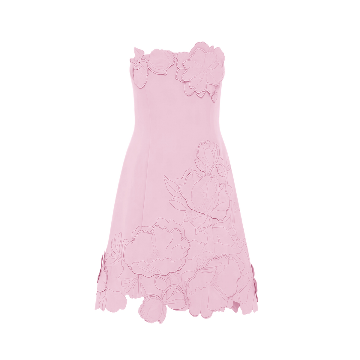 Inga Pink Strapless Floral Embroidered Mini Dress