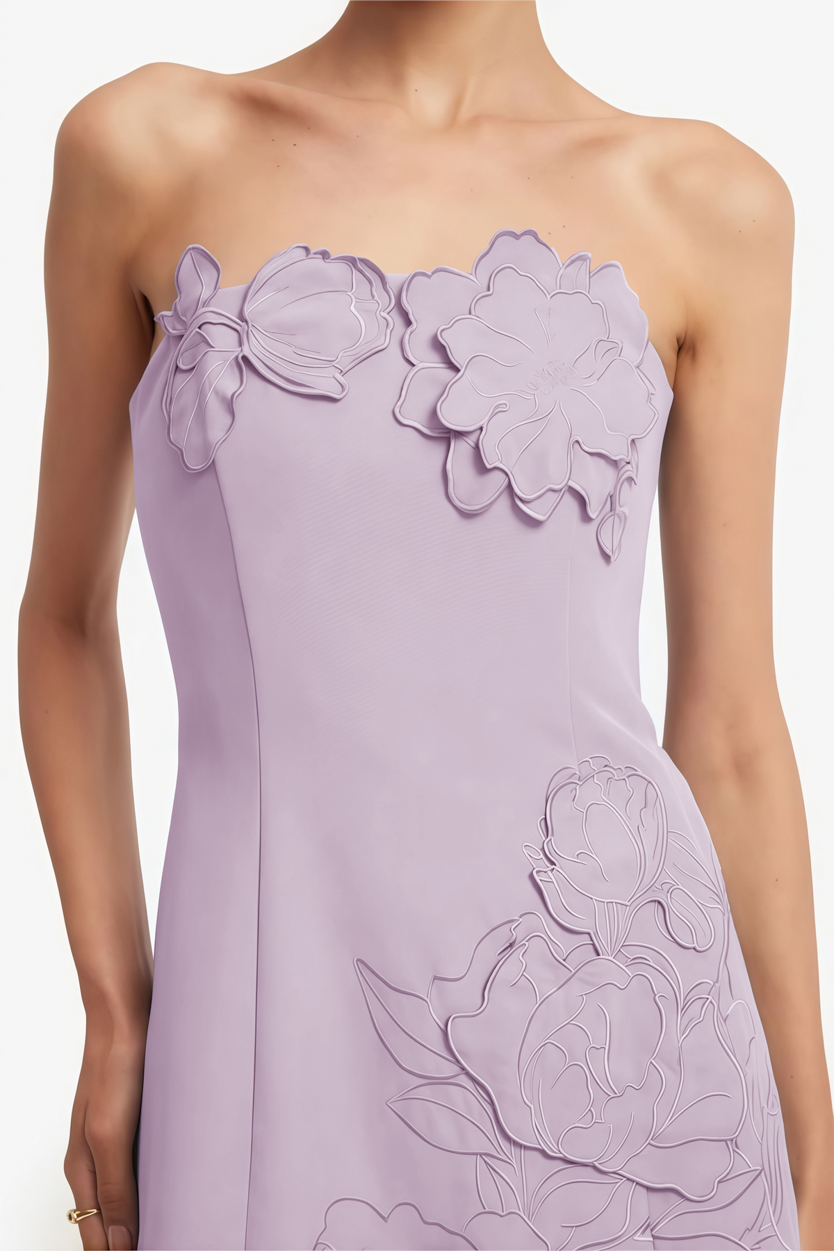 Inga Purple Strapless Floral Embroidered Mini Dress
