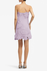 Inga Purple Strapless Floral Embroidered Mini Dress
