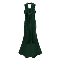 Inmaculada Emerald Ruched Satin Maxi Dress (Without Gloves)