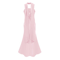 Inmaculada Pink Ruched Satin Maxi Dress (Without Gloves)