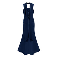 Inmaculada Sapphire Ruched Satin Maxi Dress (Without Gloves)