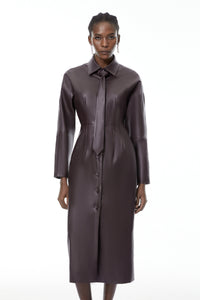 Iris Purple Leather Midi Dress