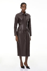 Iris Purple Leather Midi Dress