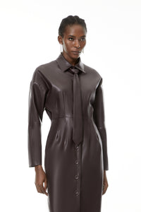 Iris Purple Leather Midi Dress