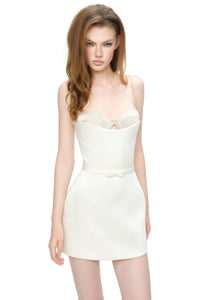 Isabelle Cream White Color Block Mini Dress