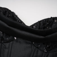 Ivana Black Corset Bodice Maxi Gown