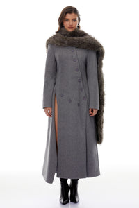Izan Grey Asymmetrical Tweed Blazer Maxi Dress