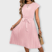 Mireia – Pleated Dress with Waist Tie