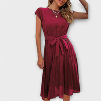 Mireia – Pleated Dress with Waist Tie