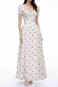 Javaneh White Polka Dot Maxi Dress