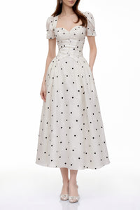 Javaneh White Polka Dot Maxi Dress