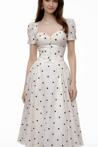Javaneh White Polka Dot Maxi Dress