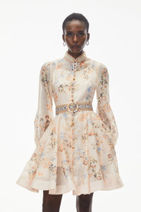 Jochebed Cream Floral Print Mini Dress