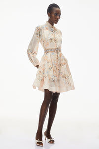 Jochebed Cream Floral Print Mini Dress