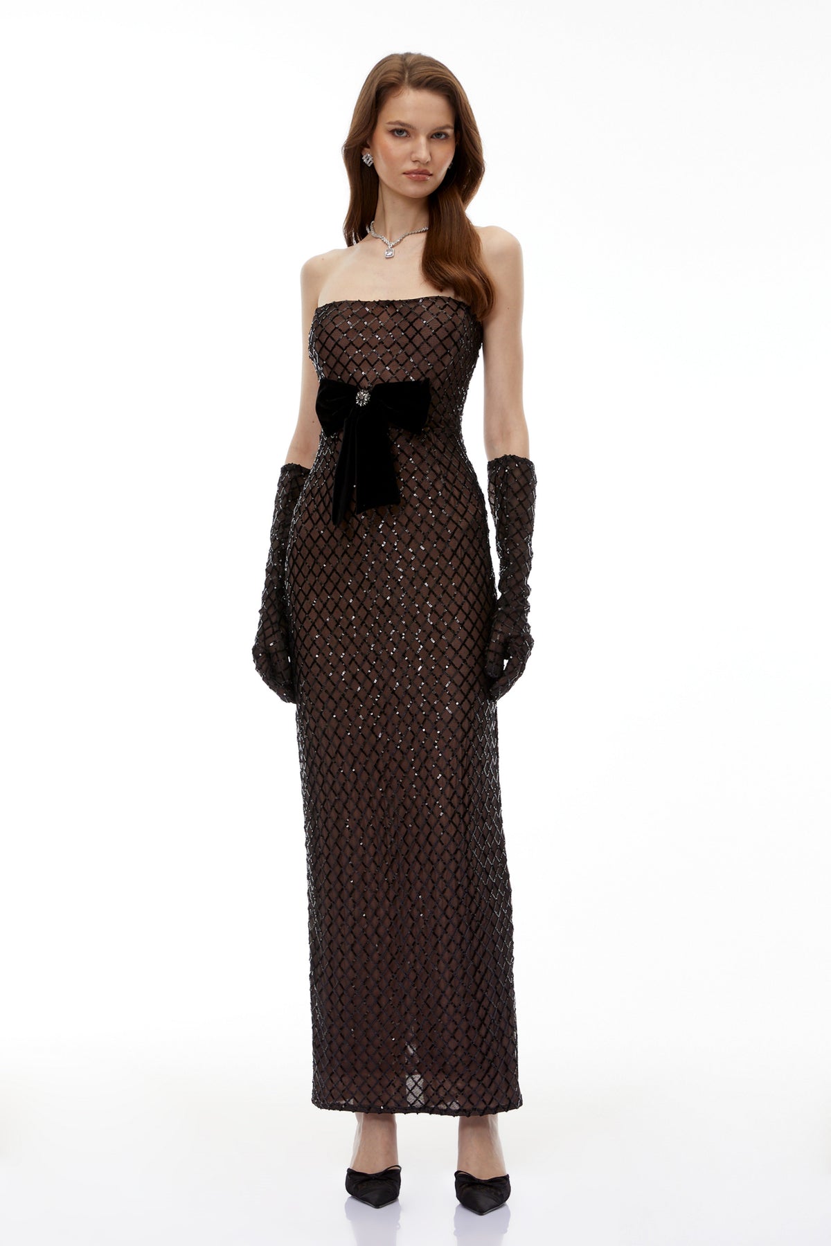 Josie Black Maxi Dress with Bow Detail
