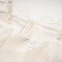 Juliette White Satin Mini Dress with Lace Panels