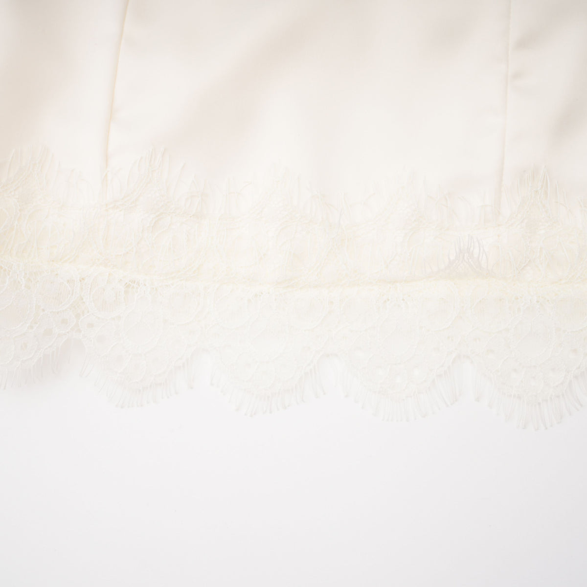 Juliette White Satin Mini Dress with Lace Panels