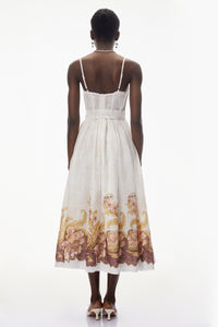Juturna White Floral Print Wrap Midi Dress