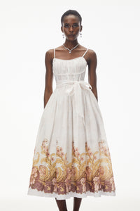 Juturna White Floral Print Wrap Midi Dress