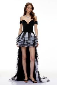 Kaitlyn Black Color Block Asymmetrical Mini Dress