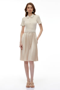 Kalypso Cream Stretch Knit Midi Dress
