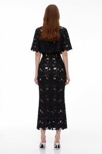 Kamila Black Color Block Maxi Dress with Cut-Outs