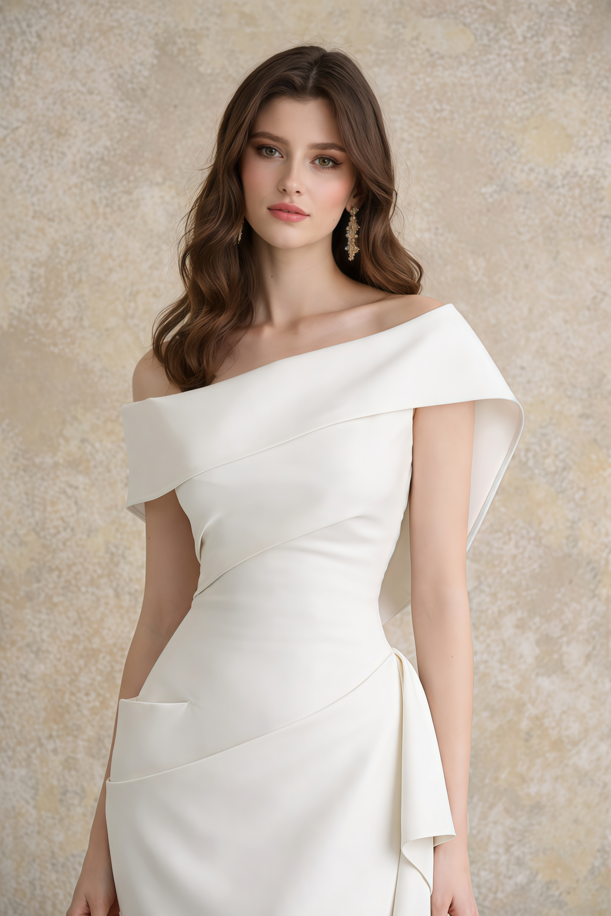 Kåre White Asymmetrical Gathered Midi Dress