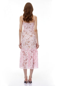 Karima Pink Floral Lace Mermaid Maxi Dress