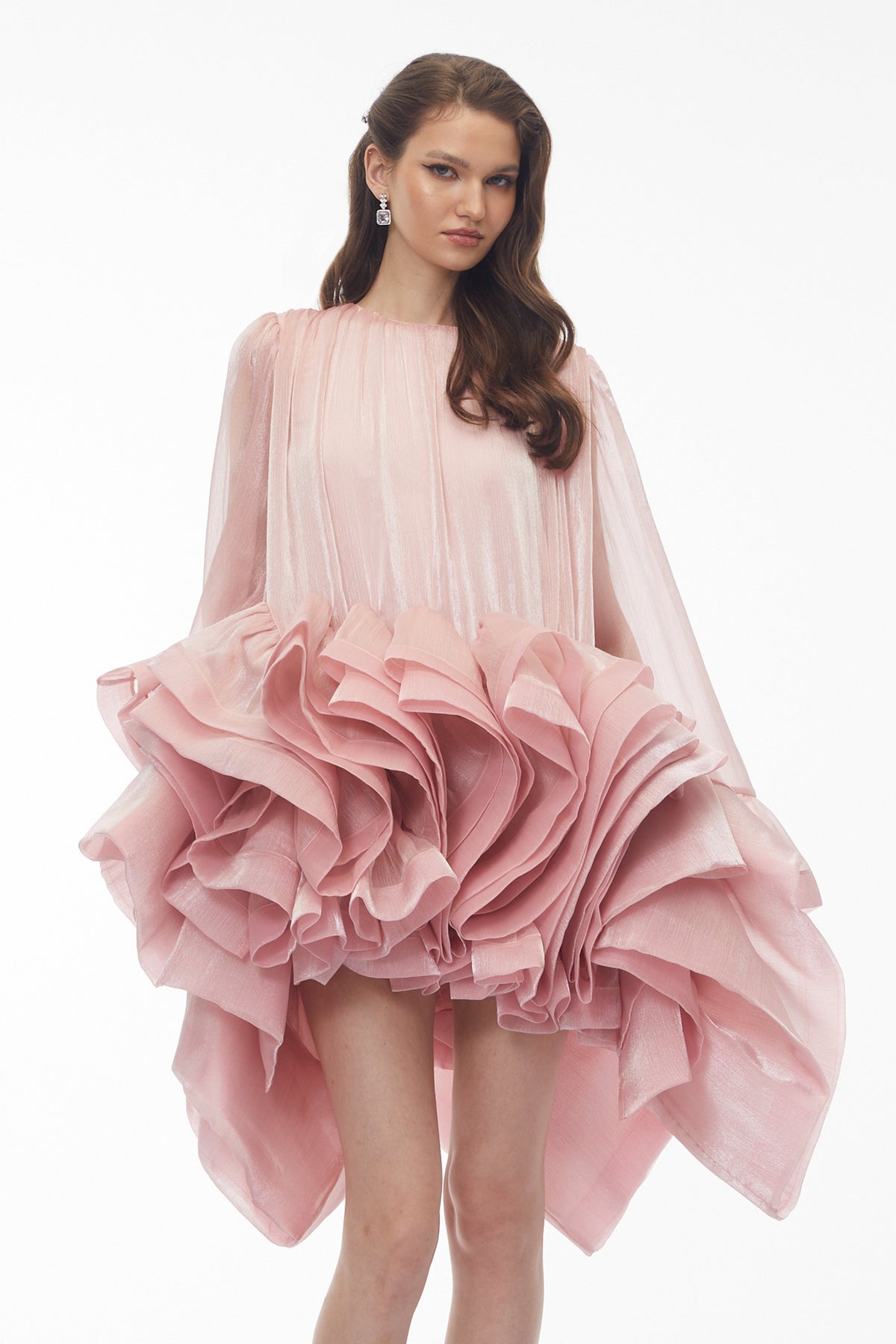 Kátia Blush Pink Tiered Ruffled Mini Dress