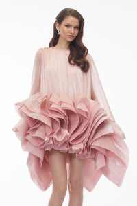 Kátia Blush Pink Tiered Ruffled Mini Dress