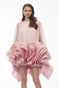 Kátia Blush Pink Tiered Ruffled Mini Dress