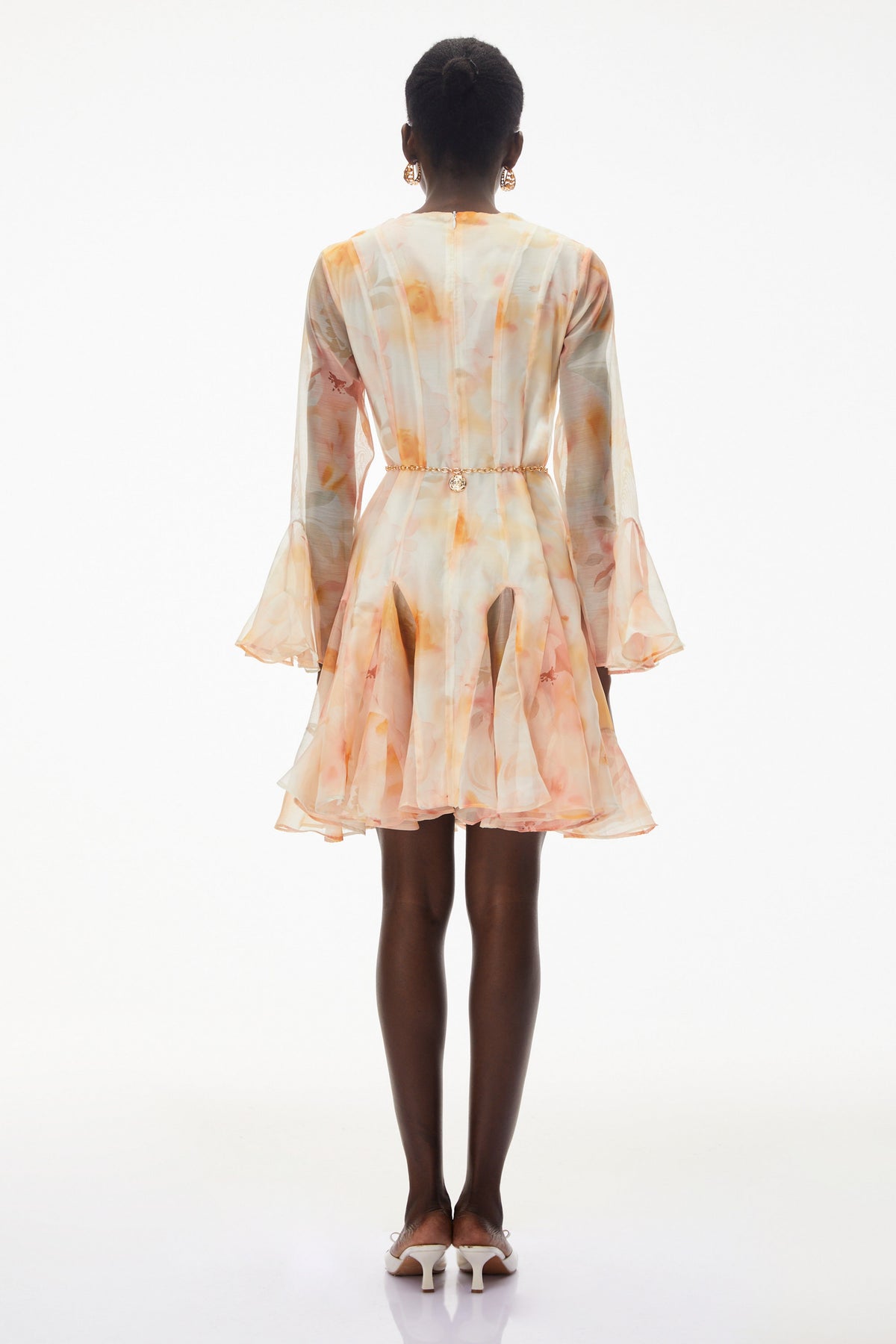 Keren Peach Floral Print Midi Dress