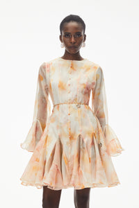 Keren Peach Floral Print Midi Dress