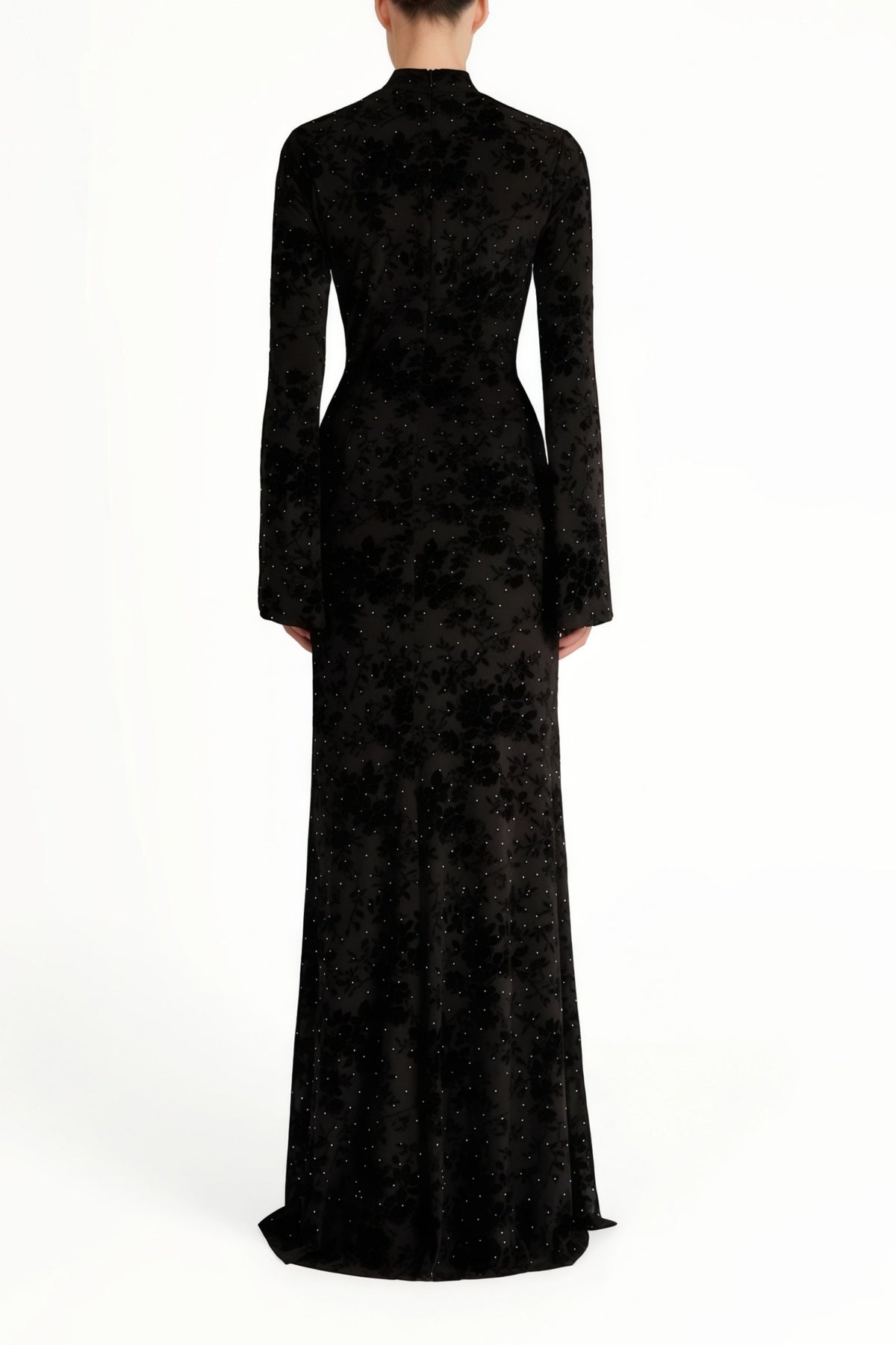 Kgothatso Black Embellished Floral Sheer Maxi Dress