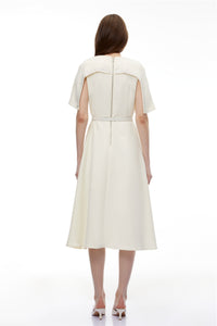Kore Champagne Cape Midi Dress with Belt