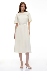 Kore Champagne Cape Midi Dress with Belt