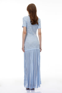 Laleh Blue Embellished Pleated Maxi Dress