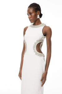Larisa White Embellished Cut-Out Maxi Gown
