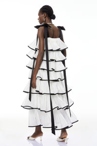 Larissa White Ruffled Maxi Dress with Bows