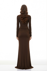 Lena Chocolate Brown Cross Front Maxi Dress