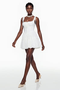 Lente White Ruffled Lace Mini Dress