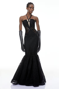 Letiția Black Halterneck Mermaid Maxi Dress