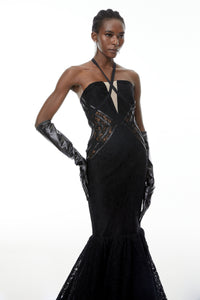 Letiția Black Halterneck Mermaid Maxi Dress