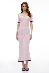 Leucothea Pink Textured Knit Midi Dress