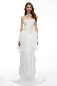 Lily White Ruched Bodycon Maxi Dress