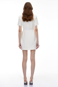 Maayan White Asymmetrical Mini Dress
