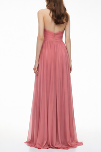 Macioci Pink Halterneck Ruched Maxi Dress with Criss Cross Front