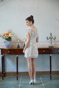Maïa white floral-embroidered lace mini dress