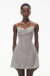 Maisy Grey Embellished Lace Mini Dress